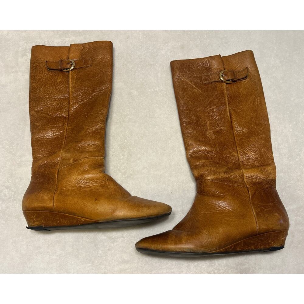 Steve Madden Riding Boots Women’s Size 6.5 M Intyce Tall Leather Knee High Wedge